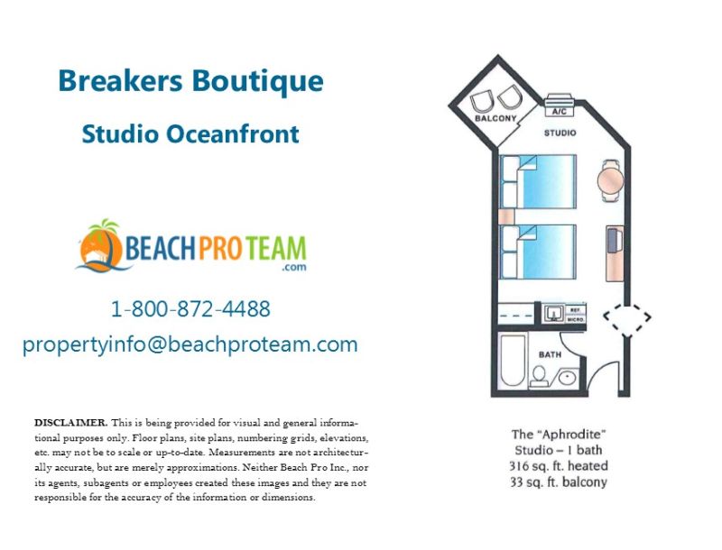 Breakers Boutique Aphrodite Floor Plan - Studio Oceanfront